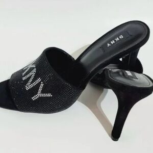 DKNY Black and Silver Embellished Mules